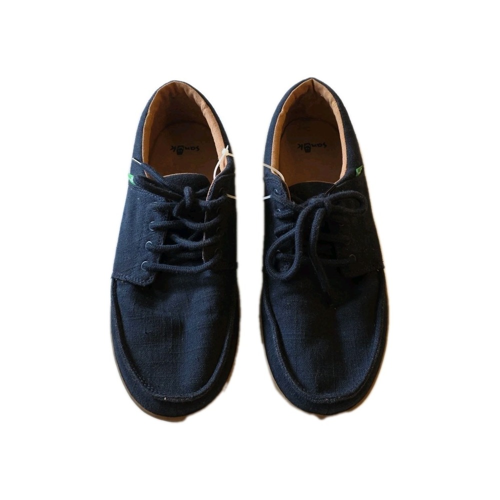Sanuk Shoes Mens Size 11‎ Navy Canvas Lace Up Casual Sneakers SMF11194